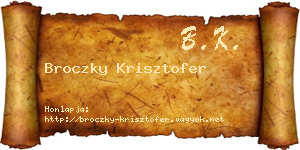 Broczky Krisztofer névjegykártya